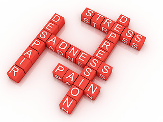 Image showing Depression cubes with the letters in a crossword puzzle 