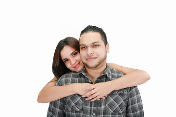 Image showing couple posing isolated on a white background