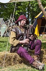 Image showing Medieval Bagpiper