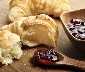 Image showing Fresh Croissants With Jam