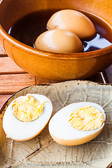 Image showing Hard-boiled eggs stew with sweet gravy