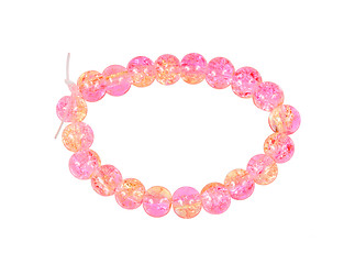 Image showing Pink bracelet of glass beads