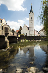 Image showing River Amper and Church St. Leonhard