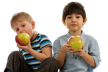 Image showing Two Boys with Apples