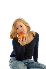 Image showing Girl Eating an Apple