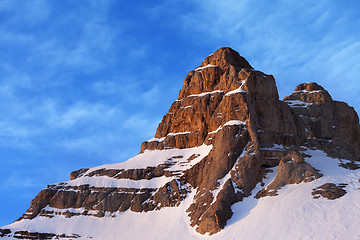 Image showing Top of mountain at sunrise