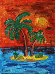 Image showing my hand painting - tropical island