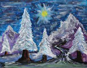 Image showing my hand painting - winter forest