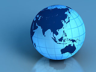 Image showing Earth on blue