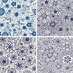 Image showing Set of four colorful floral patterns.