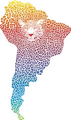 Image showing Abstract Jaguar on the map of South America