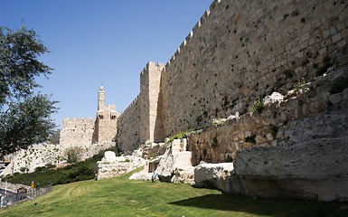 Image showing Tower of david and Jerusalem walls