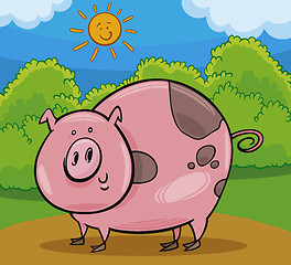 Image showing pig livestock animal cartoon illustration