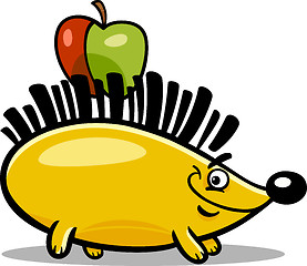 Image showing hedgehog with apple cartoon