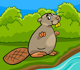 Image showing funny beaver cartoon illustration