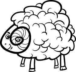 Image showing ram cartoon illustration for coloring book