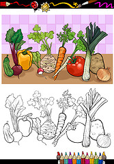 Image showing vegetables group illustration for coloring