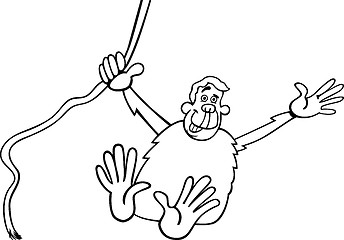 Image showing chimp cartoon illustration for coloring