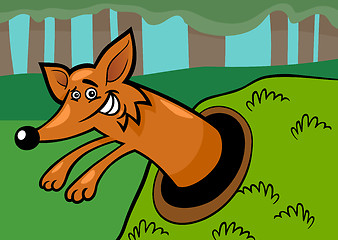 Image showing fox in burrow cartoon illustration