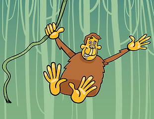 Image showing ape in the jungle cartoon illustration