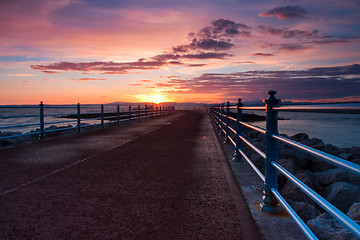 Image showing Sunset in Morecambe Bay in England