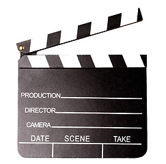 Image showing Isolated clapperboard, closeup shot