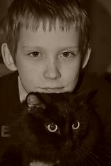 Image showing the boy and the cat