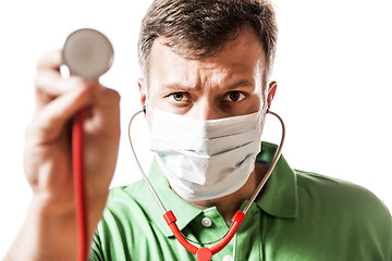 Image showing Desperate Doctor with stethoscope