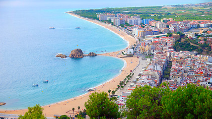 Image showing Panorama view of Blanes seaside and Sa Palomera rock