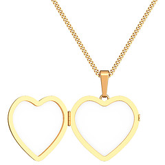 Image showing Gold heart shaped locket on chain isolated on white