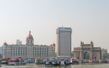 Image showing Famous Taj hotel, Tower hotel and Gateway to India in Mumbai (Bombay)