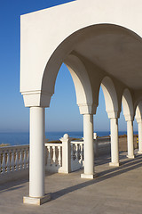 Image showing Balcony over Aegean Sea