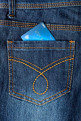 Image showing Cash card in jeans back pocket