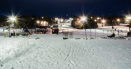 Image showing night skiing at skiing resort