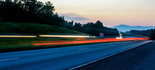 Image showing Night road against the sunset sky