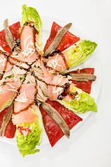 Image showing food salmon anchovy salad