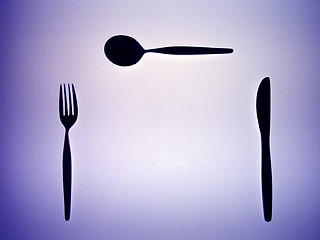 Image showing Silhouette of a fork, knife and spoon