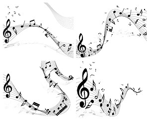 Image showing Musical note staff set