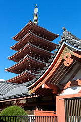 Image showing Pagoda at Sensoji Asakusa Temple in Tokyo, Japan