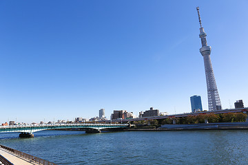 Image showing TOKYO - NOV 10: View of Tokyo Sky Tree (634m), the highest free-standing structure in Japan and 2nd in the world with over 10million visitors each year, on November 10, 2012 in Tokyo, Japan