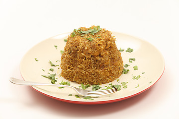 Image showing Chicken biryani moulded