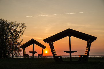 Image showing Rest area at sunset