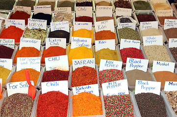 Image showing variety of spices on turkish market