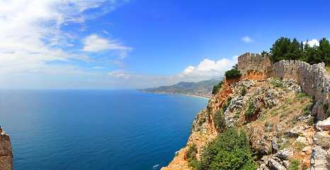 Image showing mediterranean sea - view from fortress Alanya