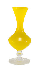 Image showing vintage glass yellow curvy vase isolated on white 