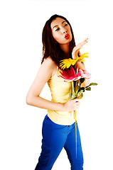 Image showing Chinese girl blowing kiss.