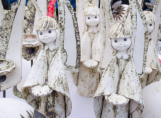 Image showing cute clay ceramic angel figures alive fair market 