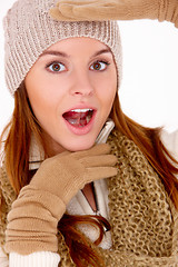 Image showing Beautiful woman wearing warm winter clothes