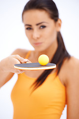 Image showing Table tennis player with holding rocket