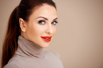 Image showing Beautiful sexy woman in red lipstick